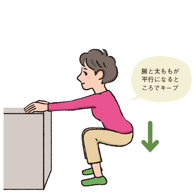 腕と太ももが平行になるところでキープ