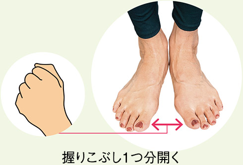 握りこぶし1つ分開く