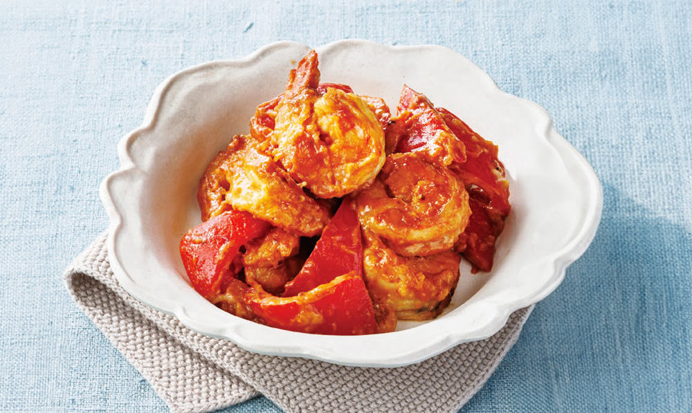 『ざくろ100』を使った、ざくろ風味のえびマヨ