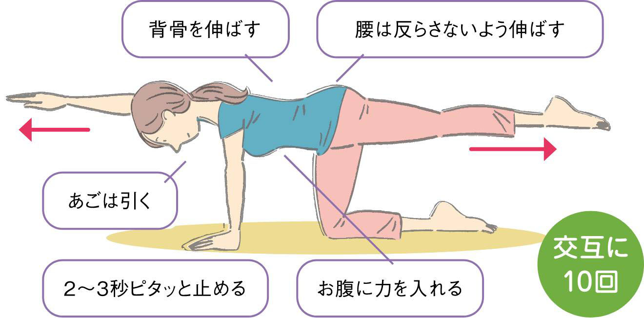 頭を前に倒して左右に動かす
