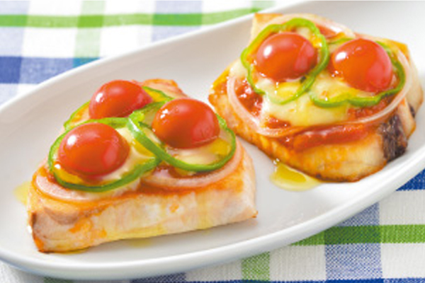 ぎゅっと濃厚30品目野菜を使ったしゃきしゃきピーマンとかじきのピザ