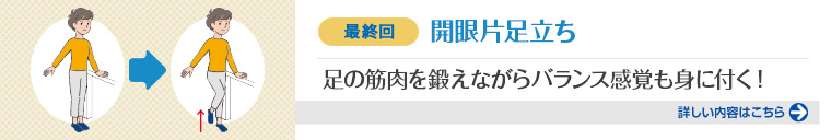 最終回 開眼片足立ち 足の筋肉を鍛えながらバランス感覚も身に付く！