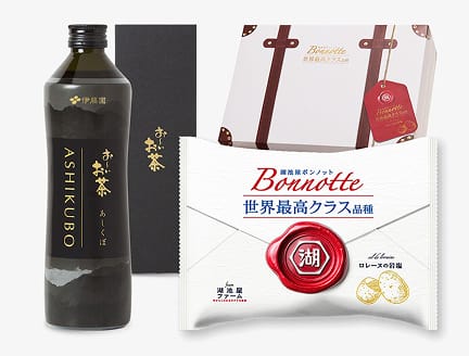 瓶 お～いお茶「ASHIKUBO」と湖池屋「ボンノット」のマリアージュセットの商品画像