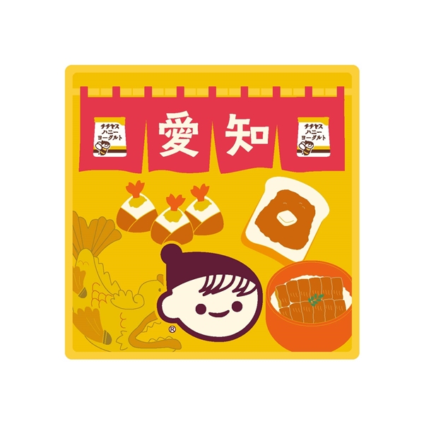 チー坊ご当地ダイカットステッカー(のれん・愛知) 愛知 のれん