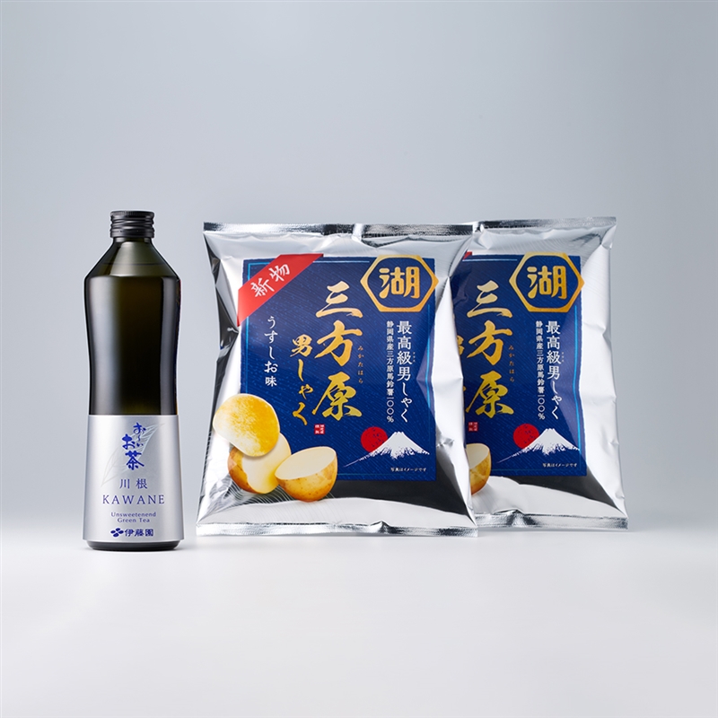瓶 お~いお茶「KAWANE」と湖池屋「三方原男しゃくポテトチップス」のマリアージュセット