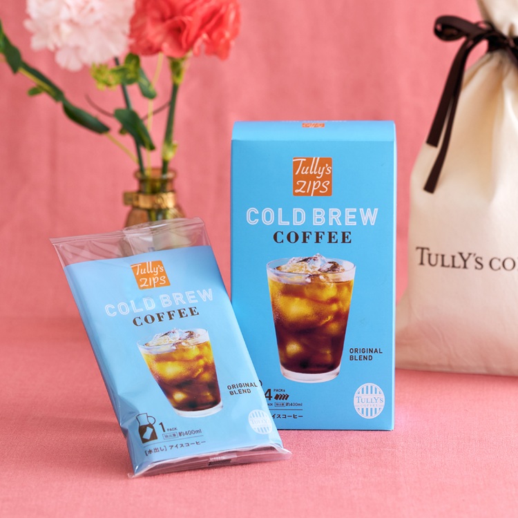 【ギフト】タリーズジップス コールドブリューコーヒー オリジナルブレンド（4袋入） & コットンギフトバッグ（L）