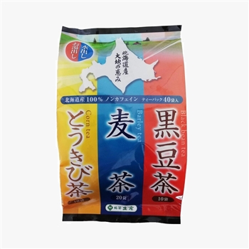 北海道産 大地の恵み【北海道産の麦茶/とうきび茶/黒豆茶 バラエティパック】40袋入